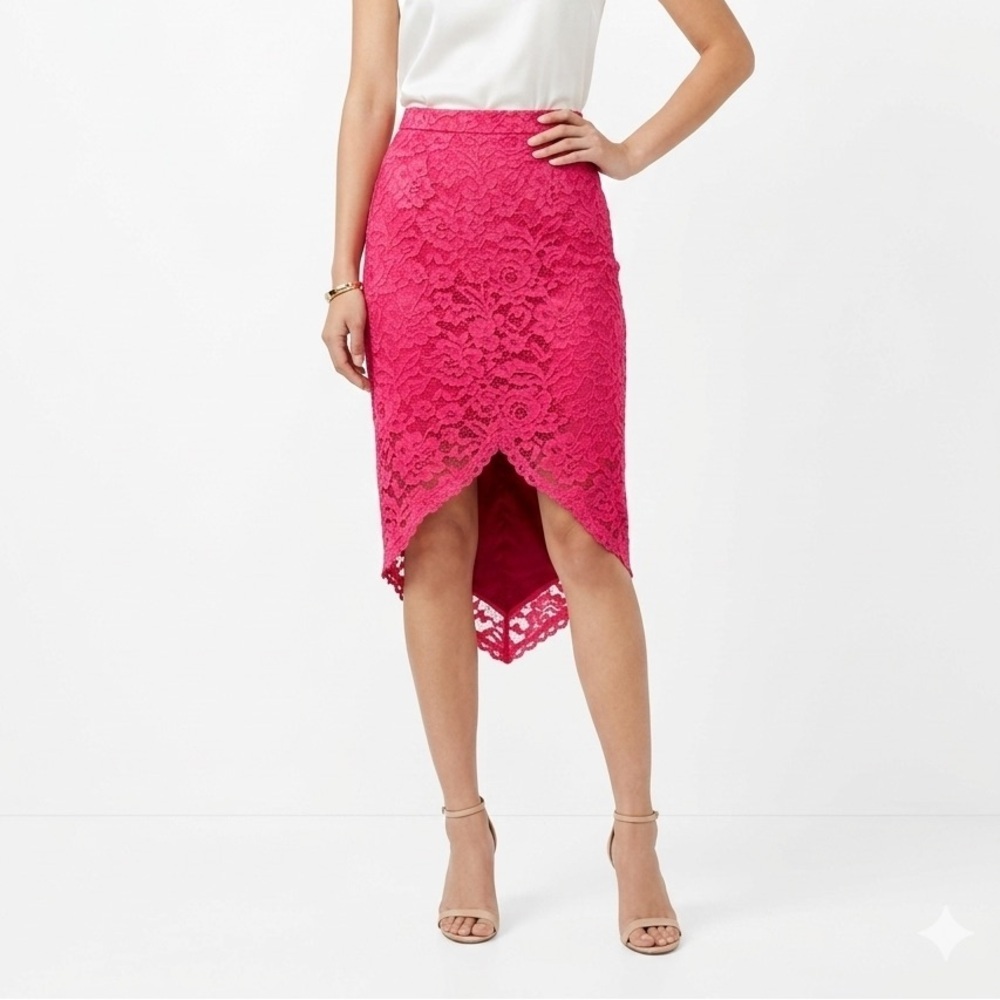 NWT Elisabetta Franchi Gonna Skirt Pink Lace Tulip Pencil Skirt Sz 40
